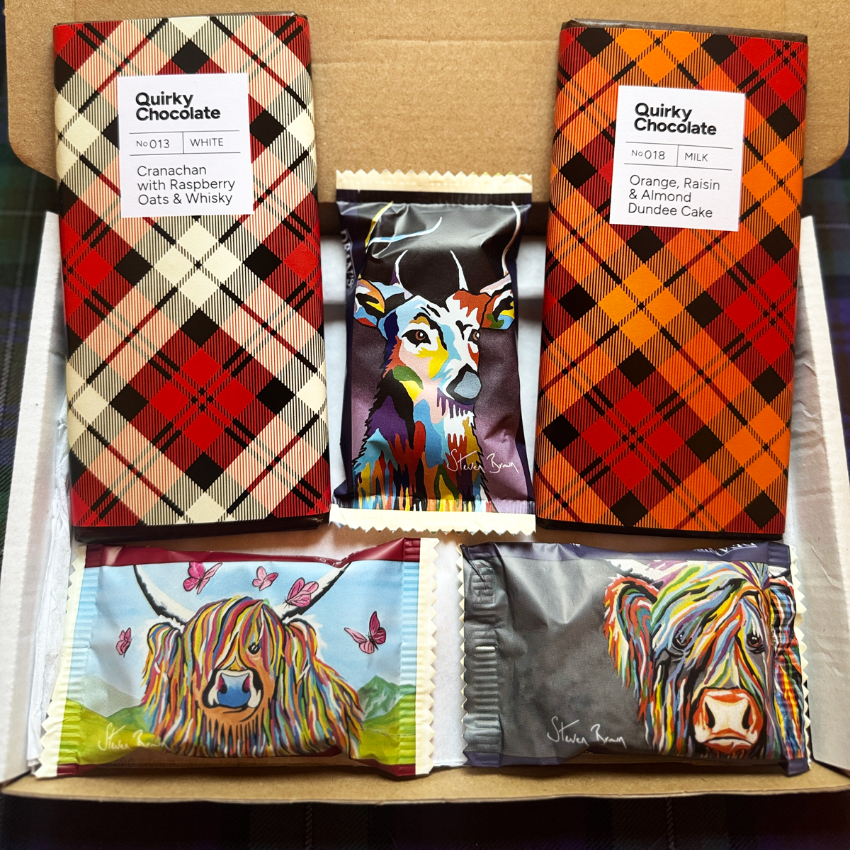Scottish Highland letterbox gift with chocolate and shortbread